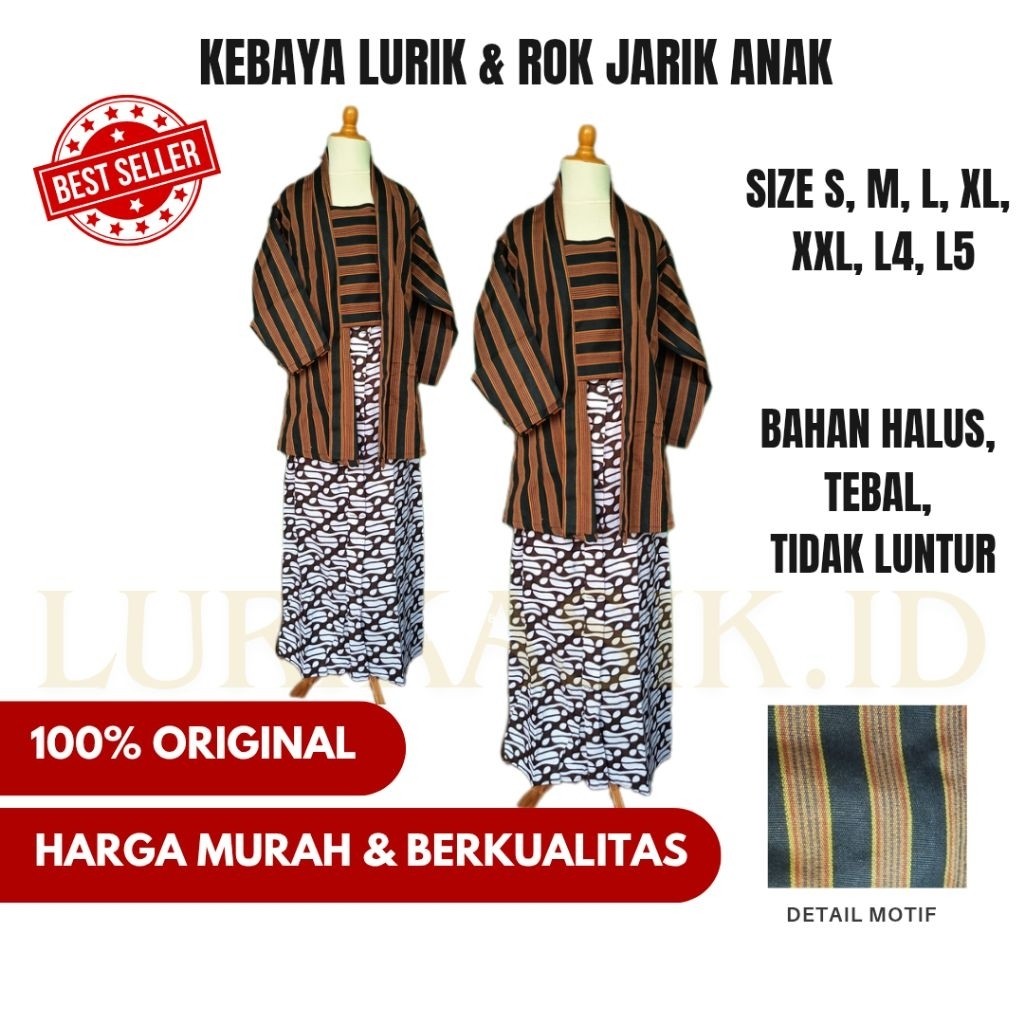 Ter bestseller KEBAYA ANAK PEREMPUAN Dan Rok Jarik TERMURAH | Kebaya Kutubaru Lurik Anak Cewek dan B