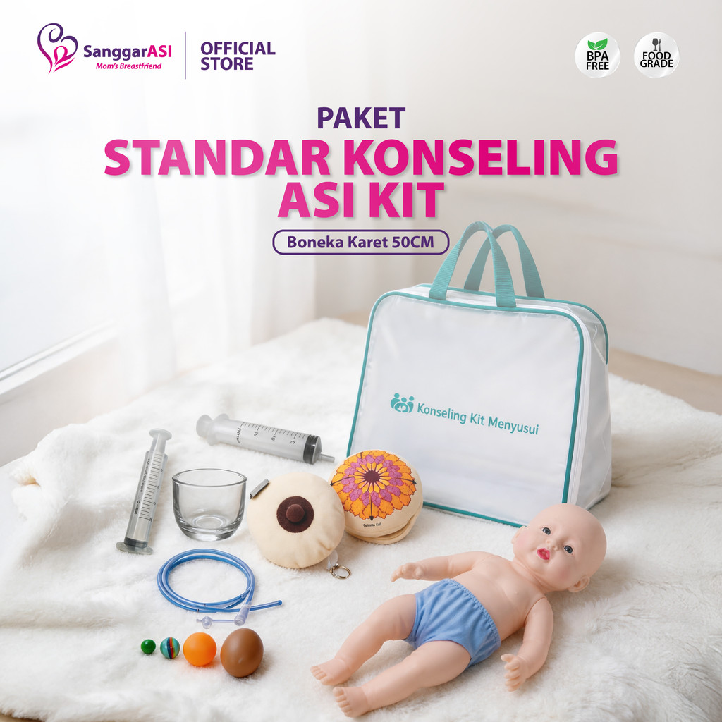 [SANGGAR ASI] PAKET KONSELING ASI MENYUSUI KIT 50 CM BONEKA KARET / BONEKA BAHAN SILIKON