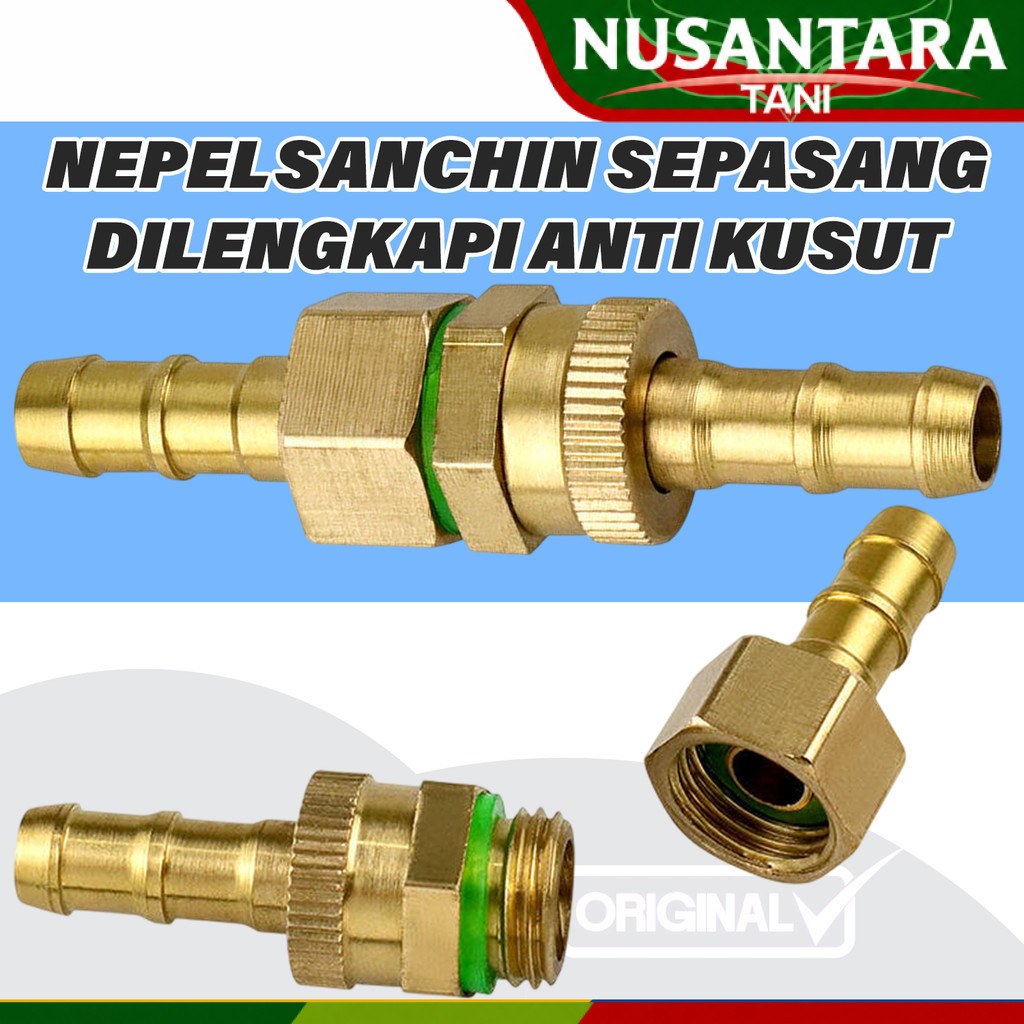 Nepel Sanchin Male Female Sepasang dilengkapi Swivel anti kusut ke selang 8.3mm Full Kuningan