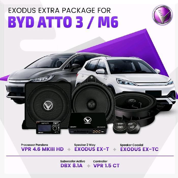 Venom Express Paket Audio Mobil BYD M6 & ATTO 3 Plug and Play Processor Pandora VPR 4.6 MKIII HD Sub