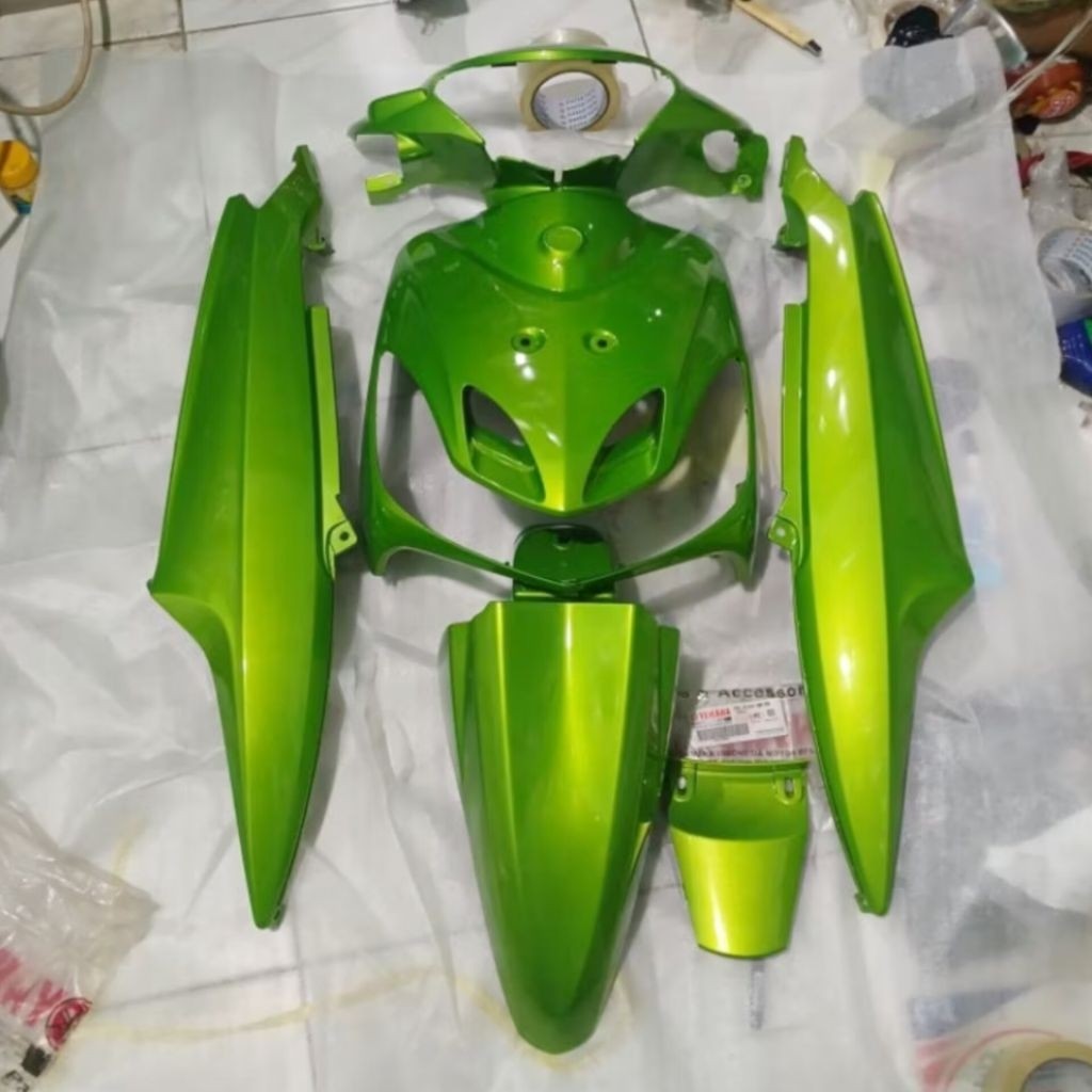 Full body halus yamaha mio smile hijau plus stripping/fullset body halus mio smile hijau stripping