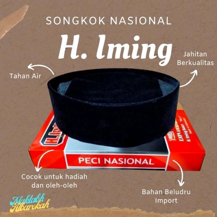 Peci H iming Ac Original Muslim Kopiah Songkok Hitam Songkok Hitam Songkok Hitam Dewasa Motif Katun 
