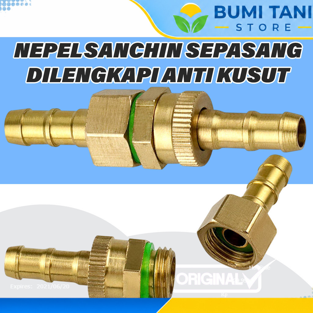 Nepel Sanchin Male Female Sepasang dilengkapi Swivel anti kusut ke selang 8.3mm Full Kuningan