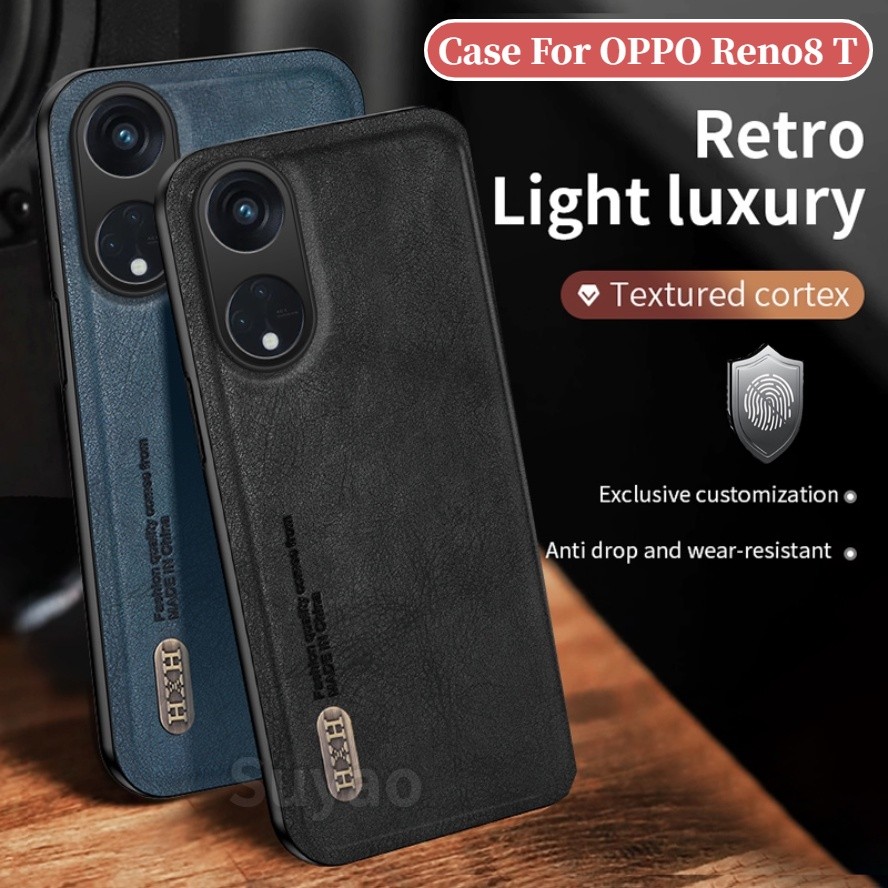 Casing untuk OPPO Reno8 T Reno8T 2023 Casing Lembut Kulit Mewah HP Opo Rino Reno 8T CPH2505 5G CPH24