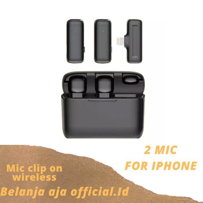 clip on lavalier microphone wireless mic vlog youtuber untuk podcast - 2 MIC IPHONE