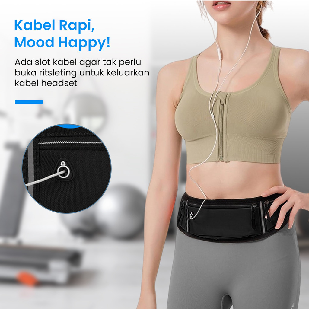 Tas Pinggang Olahraga Lari Sepeda Tempat HP Waist Bag Running Pria Wanita Sabuk Premium