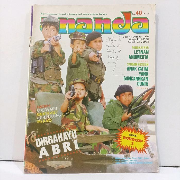 Majalah anak-anak : majalah vintage Ananda Edisi  No.40 . 0ktober  1990 'Dirgahayu ABRI'