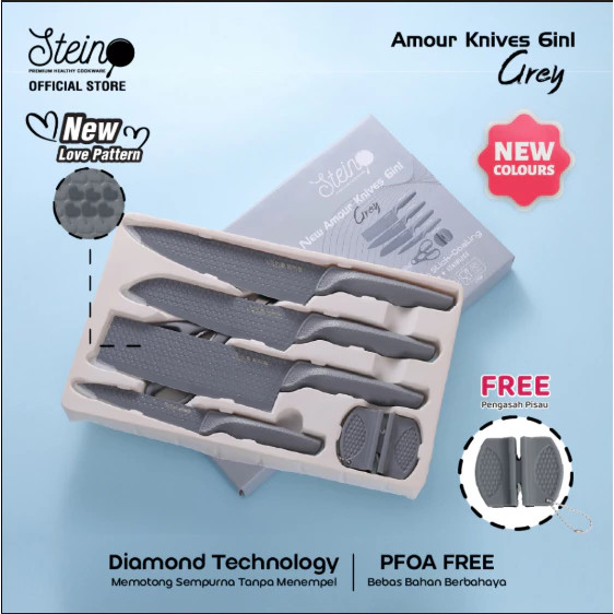 STEIN Diamond Amour Knives Set 6in1 - Set Pisau Dapur Premium, PRODUK ORIGINAL STEIN COOKWARE