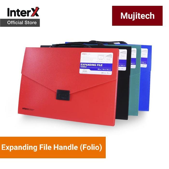 INTERX EXPANDING FILE WITH HANDLE FOLIO TAS DOKUMEN MAP SEKAT PLASTIK - Hitam