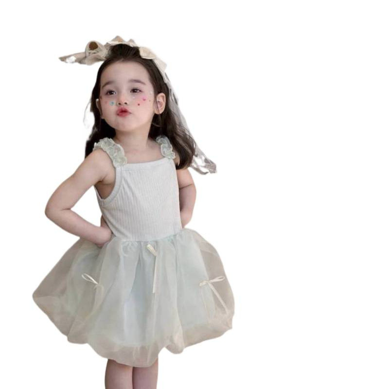 Sayap Mungil Gaun jala anak perempuan, baju terusan, gaun putri