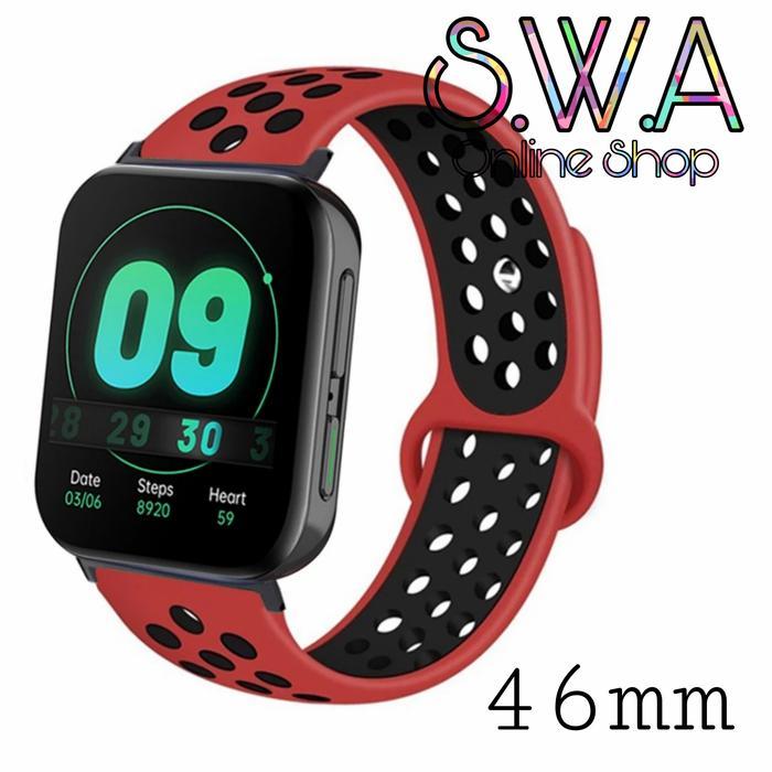 Strap Rubber Silicone Nike Style Sport Watch Band Oppo Watch 46mm Tali - black volt