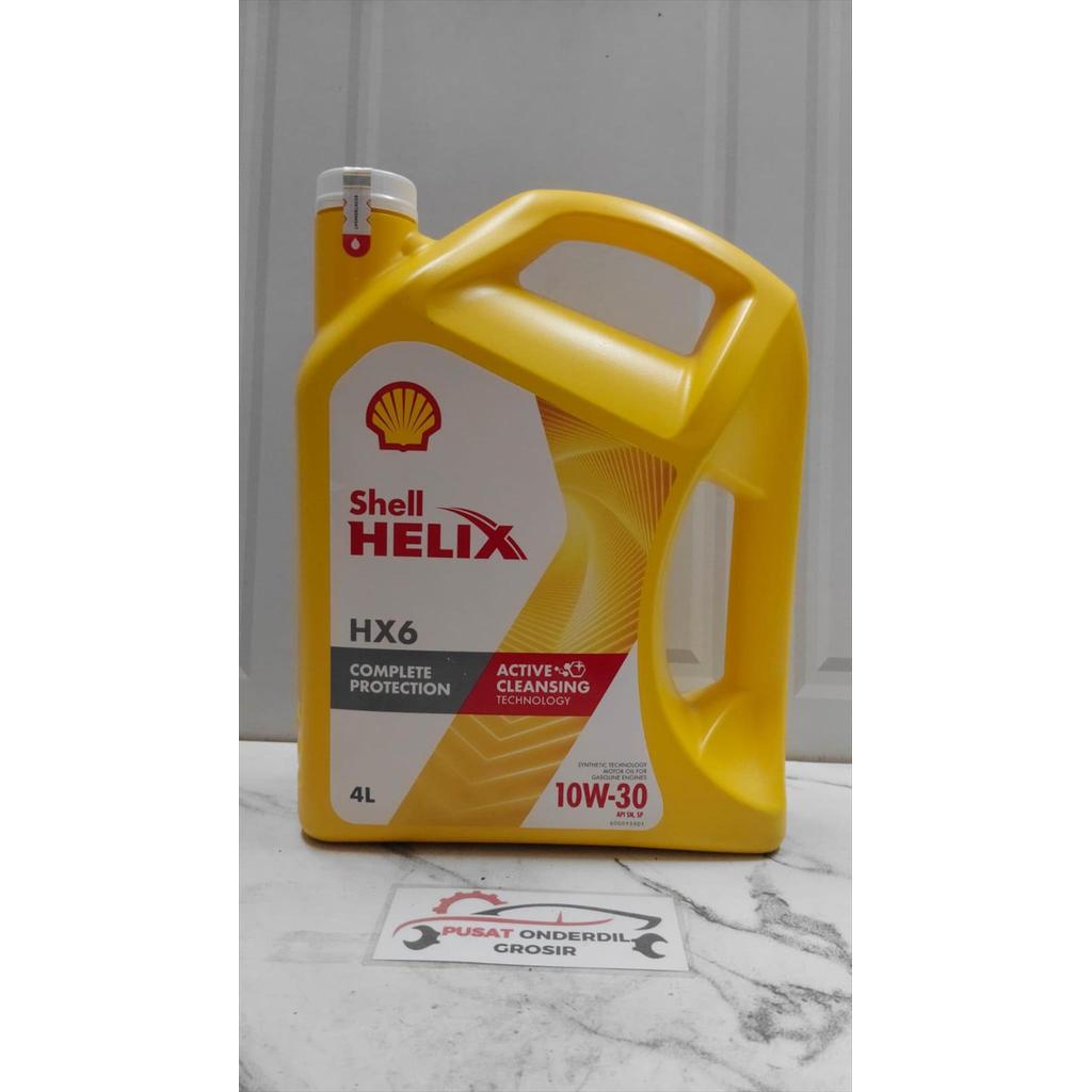 Oli Mesin Mobil Shell Helix HX6 10W-30 SN SP 4 Liter Original Scan Barcode
