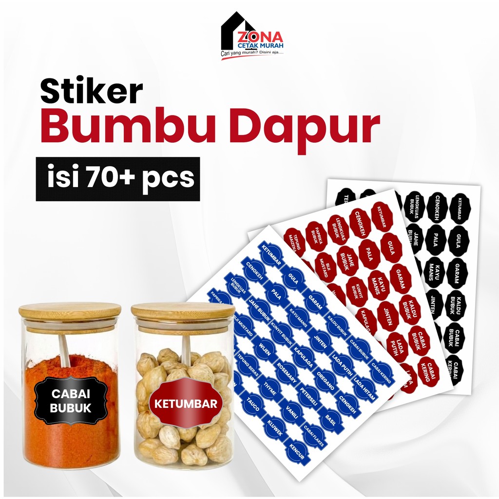 Sticker Bumbu Dapur Terlengkap | Waterproof | Kitchen Set Label | Label Nama Toples Wadah Makanan
