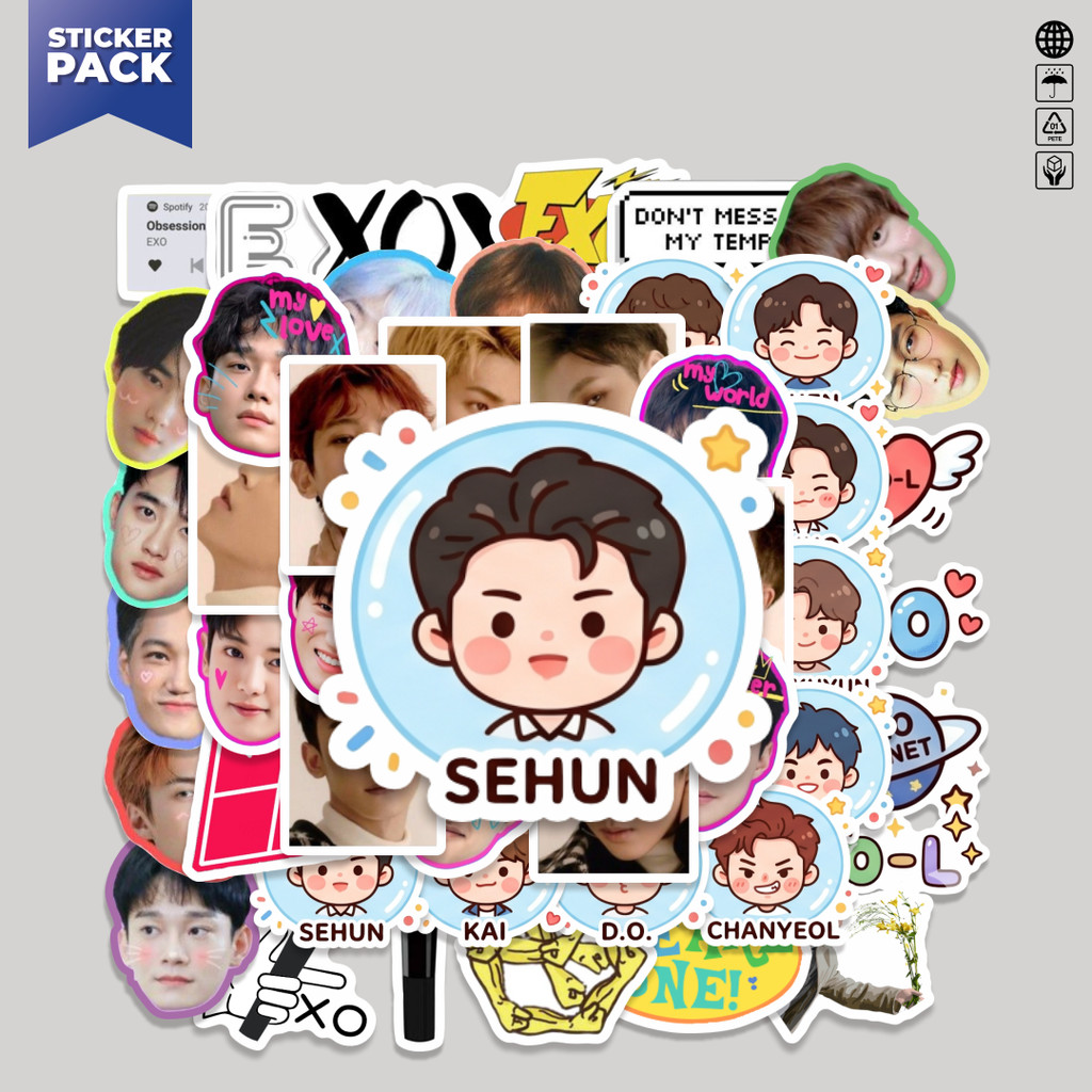 [100PCS]Stiker Pack EXO IDOL BOYBAND KPOP Aesthetic Vinyl Anti Air Dekorasi Sticker Laptop Buku Jour
