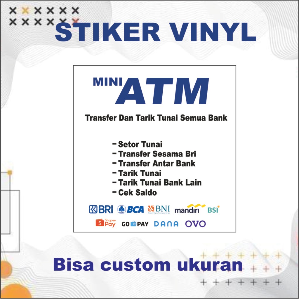 STIKER VINYL MEJA ETALASE ATM MINI B01(CUSTOM, TULIS NAMA AGEN DI CHAT/CATATAN)