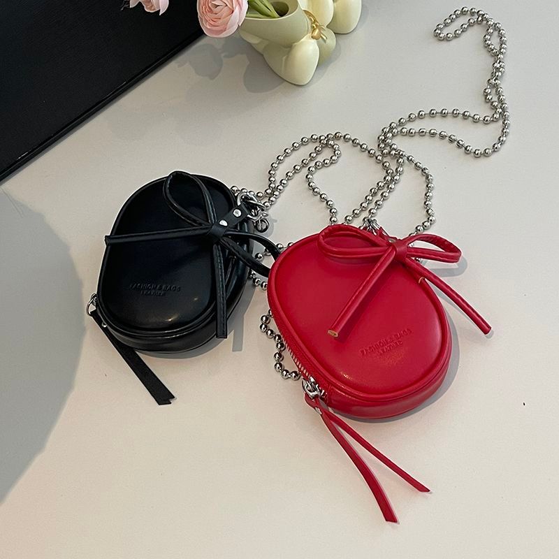 putih untuk wanita dengan tas dekoratif rantai koin mini tas pinggang earphone