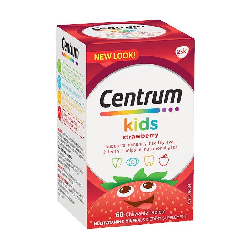 Centrum Kids Multi Vitamin 60 Strawberry Tablets