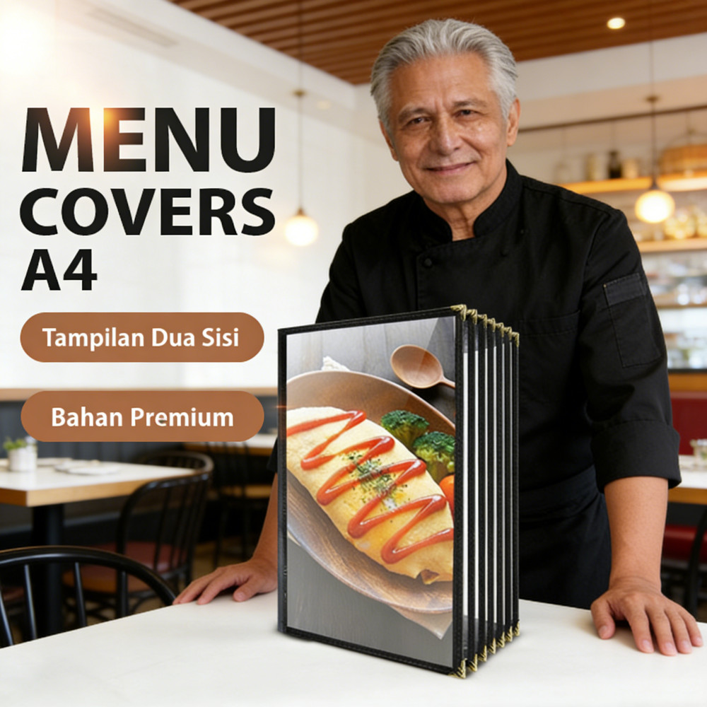 Sampul Buku Resto Menu Cover Menu a4 4 halaman Pelindung Cover Kulit Buku Menu Restoran A4