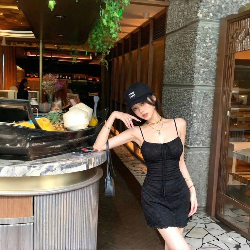 Dress Wanita Mini Tali Serut Slim Fit Elegan