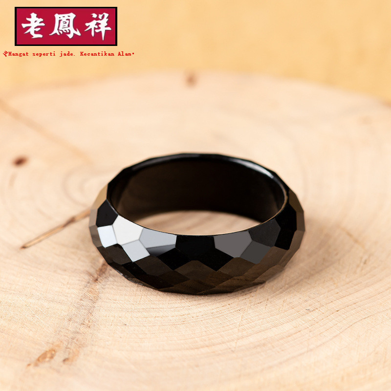 [Dengan Sertifikat]Asli alami Batu giok, cincin giok tinta, cincin pria dan wanita