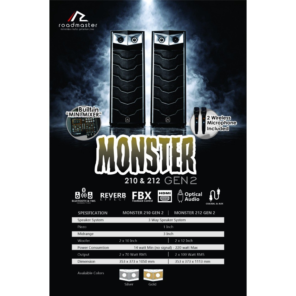 TERBARU 100% ASLI SPEAKER ACTIVE ROADMASTER MONSTER 210 / 212 GEN2