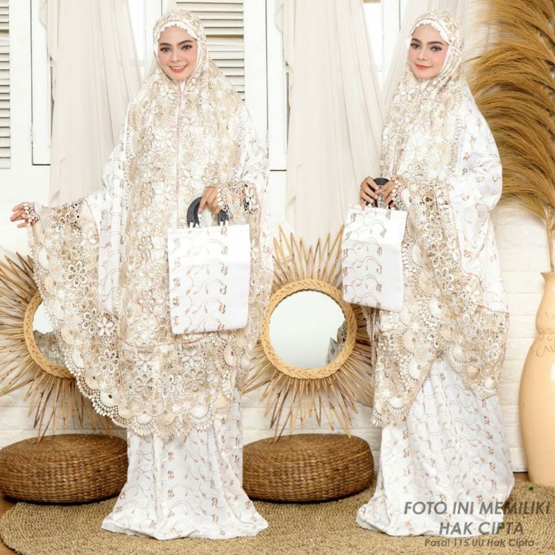 PROMO Mukena Sutra Dewasa Sutra Paris Renda Bordir Jumbo Mukena Terlaris Adem Nyaman Mewah Zadda Ser