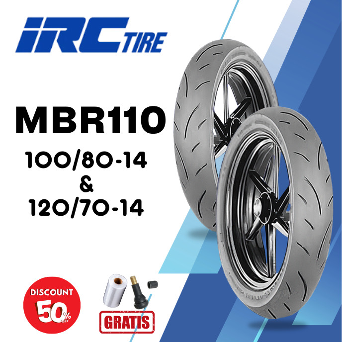 SEPASANG Ban Motor IRC MBR-110 100/80 & 120/70 RING 14 Tubeless