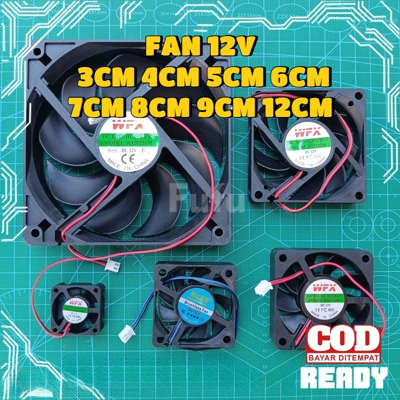 FAN DC 12V 3CM 4CM 5CM 6CM 7CM 8CM 9CM 12CM KIPAS DC 12V Brushless