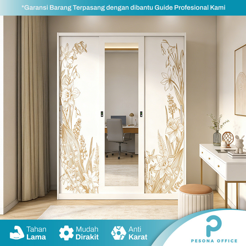 Lemari Pakaian Sliding 4 Pintu Anti Rayap Lemari Baju Geser Cermin Lemari Baju Sliding Alumunium