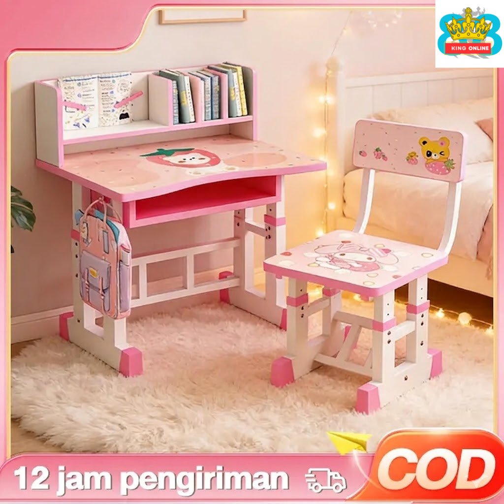 Set Kursi dan Rak Buku Karakter Minimalis Meja Anak Meja Belajar Anak Multifungsi