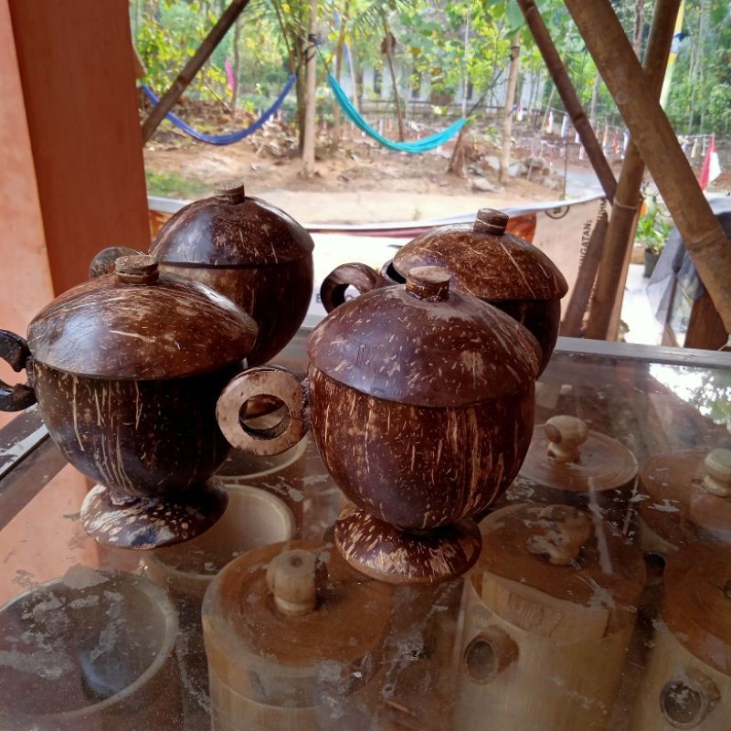 MURAH gelas/cangkir kopi batok kelapa (KCT) tempurung kelapa unik jadul natural alami gelas kopi/teh