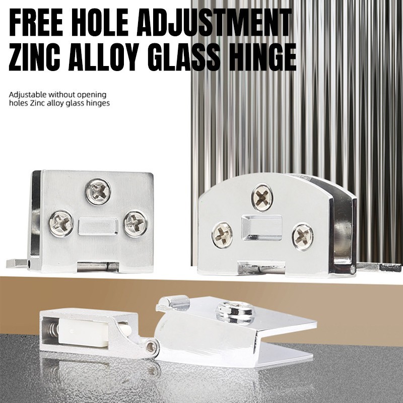 Engsel Jepit Kaca Oval Glass Door Hinge Paduan Seng Untuk Pintu Lemari Kaca Dan Showcase Bebas