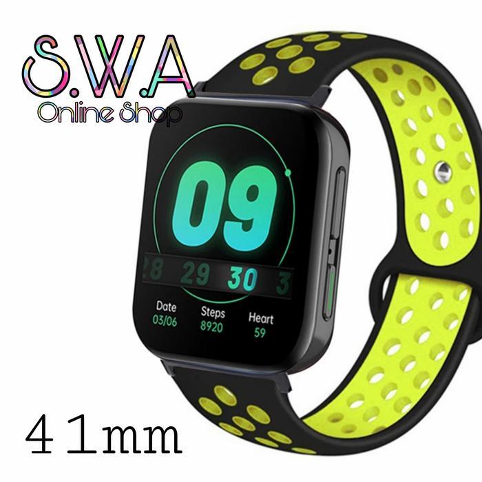 Strap Rubber Silicone Nike Style Sport Watch Band Oppo Watch 41mm Tali Jam dhdj - black volt