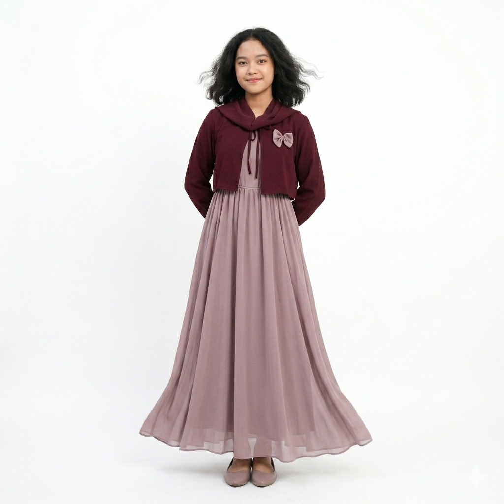 Gamis Set Rompi Remaja Bahan Ceruti Premium Modis Baby Doll Gamis Kondangan Kekinian