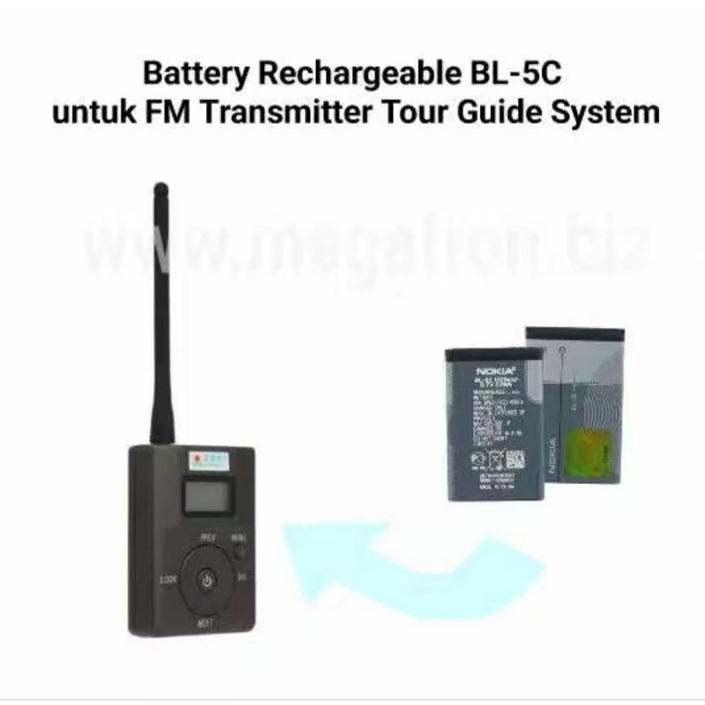 Battery dan Mic untuk Portable FM Transmitter  (Audio Tour Guide System)