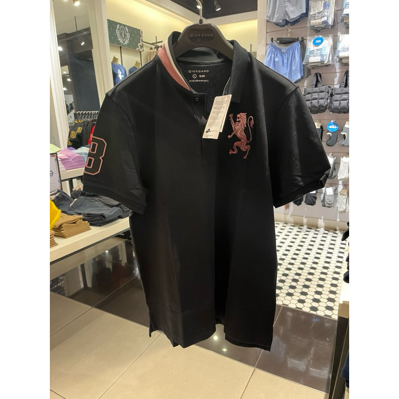 POLO NEW SHIRT UNISEX GIORDANO 3D LION SIGNATURE BLACK ORIGINAL NEW | KAOS POLO 3D LION GIORDANO ORI