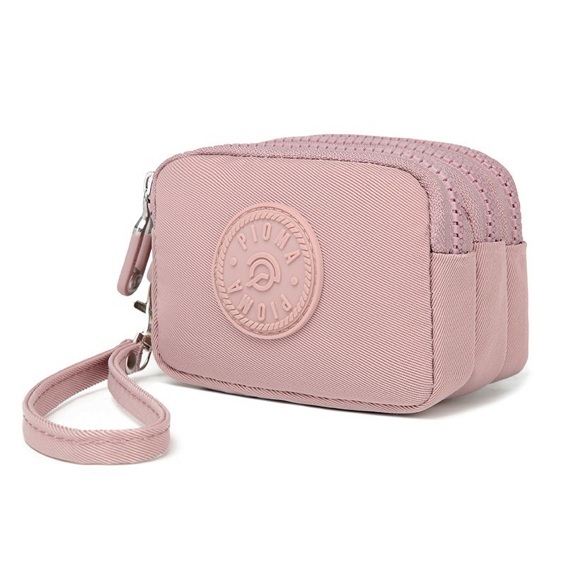 D0017 / Pioma Sakura Dompet Wanita Mini Resleting 3 Sekat  Dompet Kecil Nylon Wristlet Pouch Fashion
