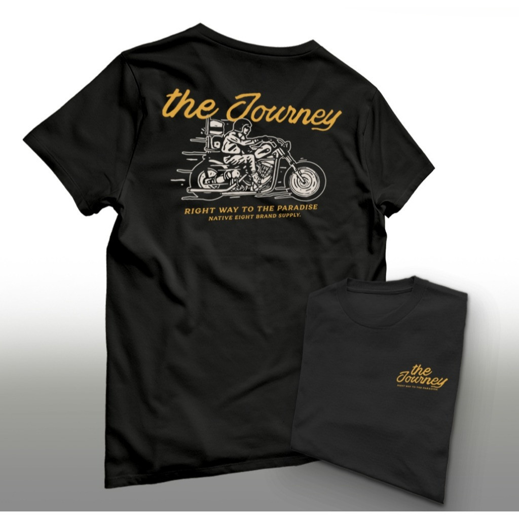 THE JOURNEY - Kaos Distro Pria Lengan Pendek Cotton Hitam