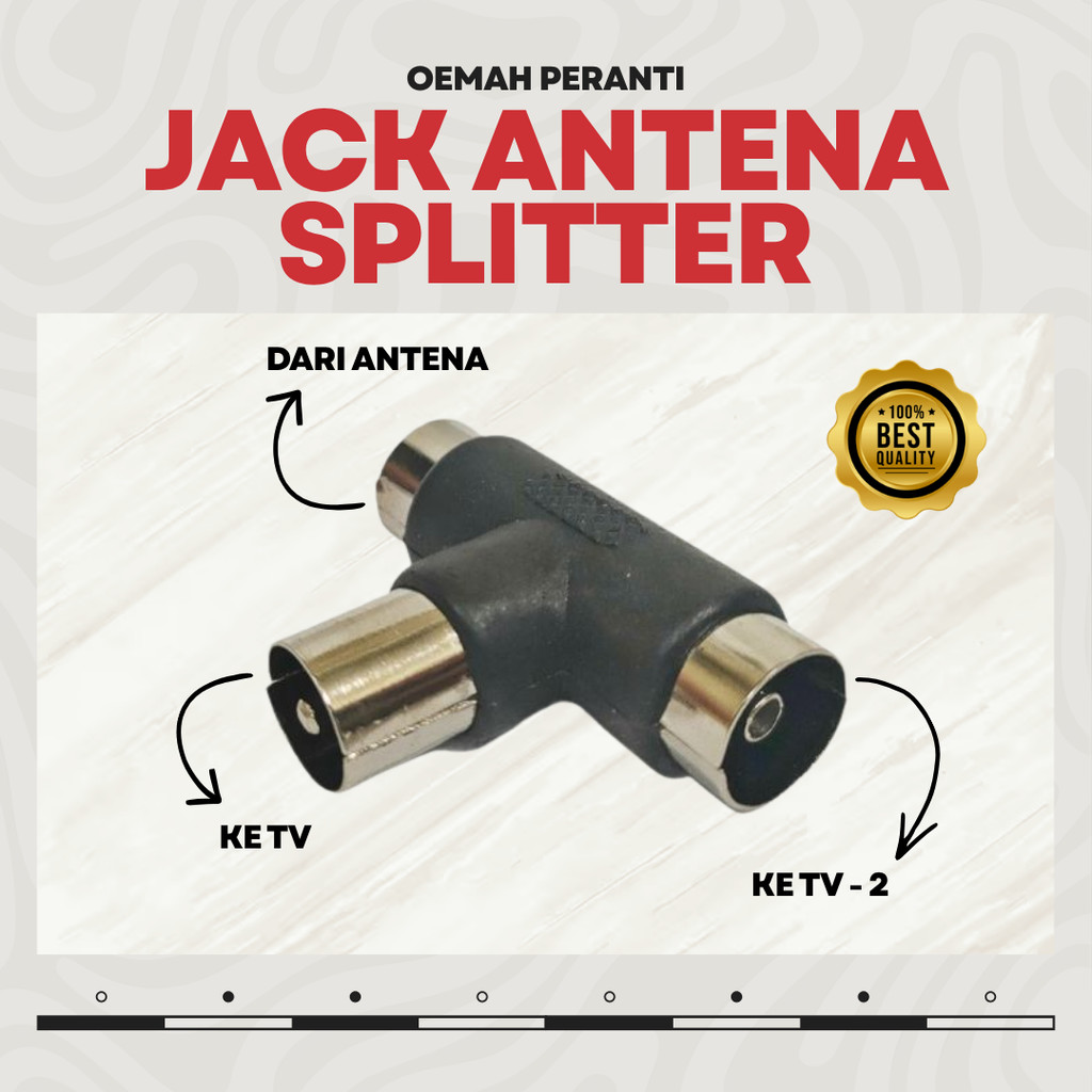Jack Antena T TV Plastik Cabang 2 Way Splitter Paralel 1 Antena 2 TV