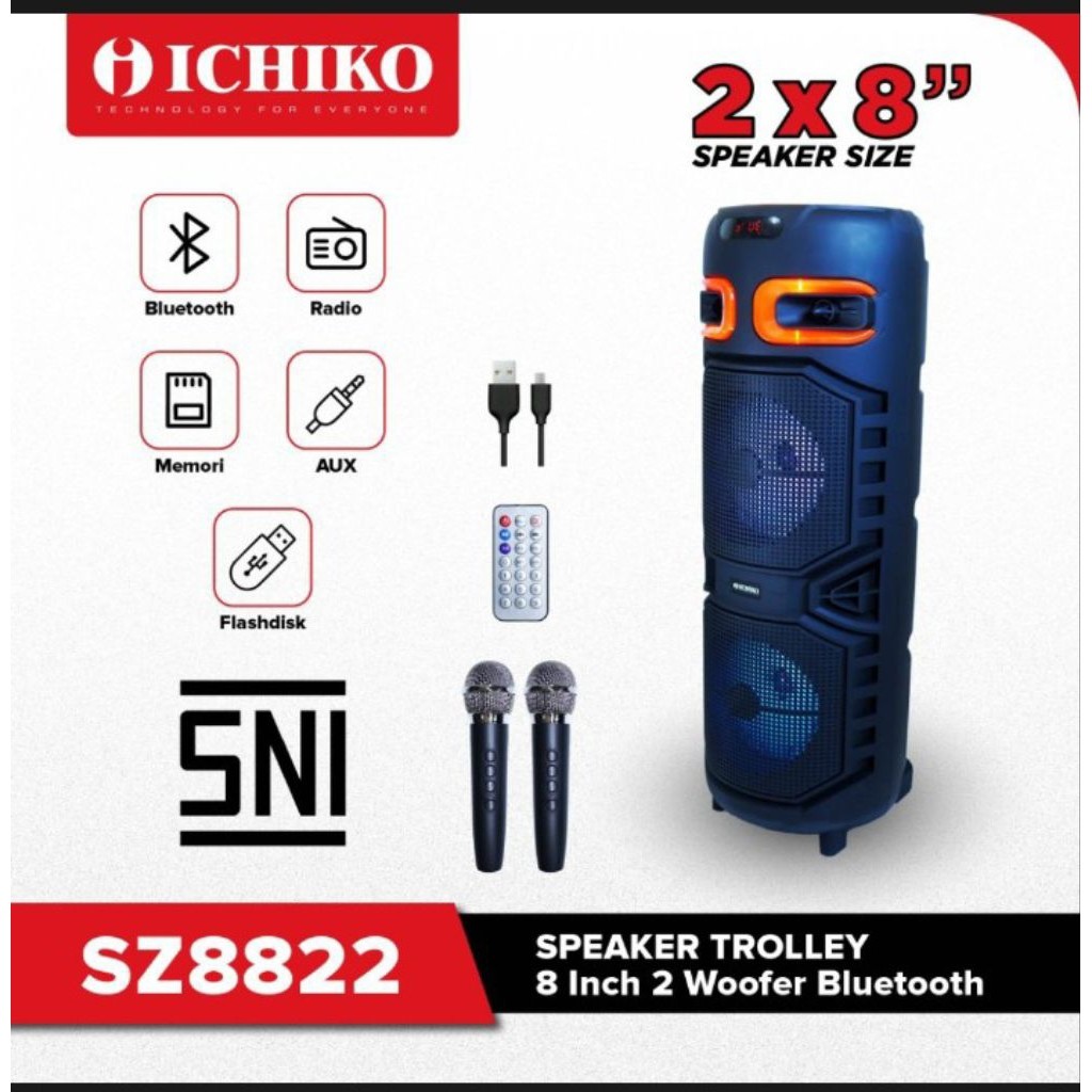 Speaker Bluetooth Ichiko Sz8822 20W TWS LED