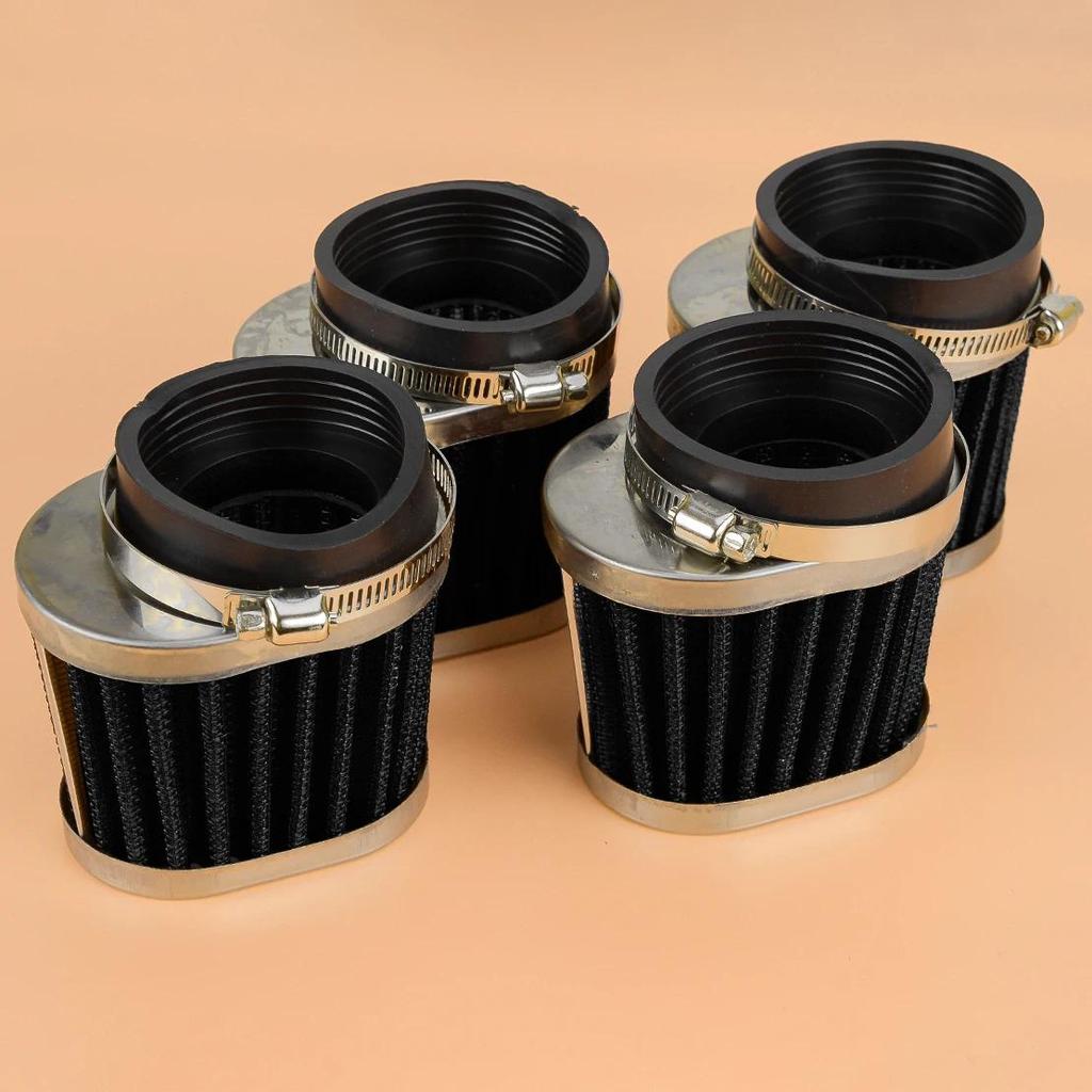 4pcs 54mm Carburetor Air Filter Pod Black Fit for Honda CB650 CB750C CB900F Kawasaki GPZ750 KZ1000J 