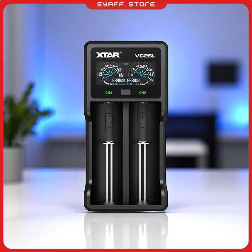 XTAR Charger Baterai 2 Slot AA AAA 18650 Li-Ion Ni-MH LCD Power Bank - VC2SL