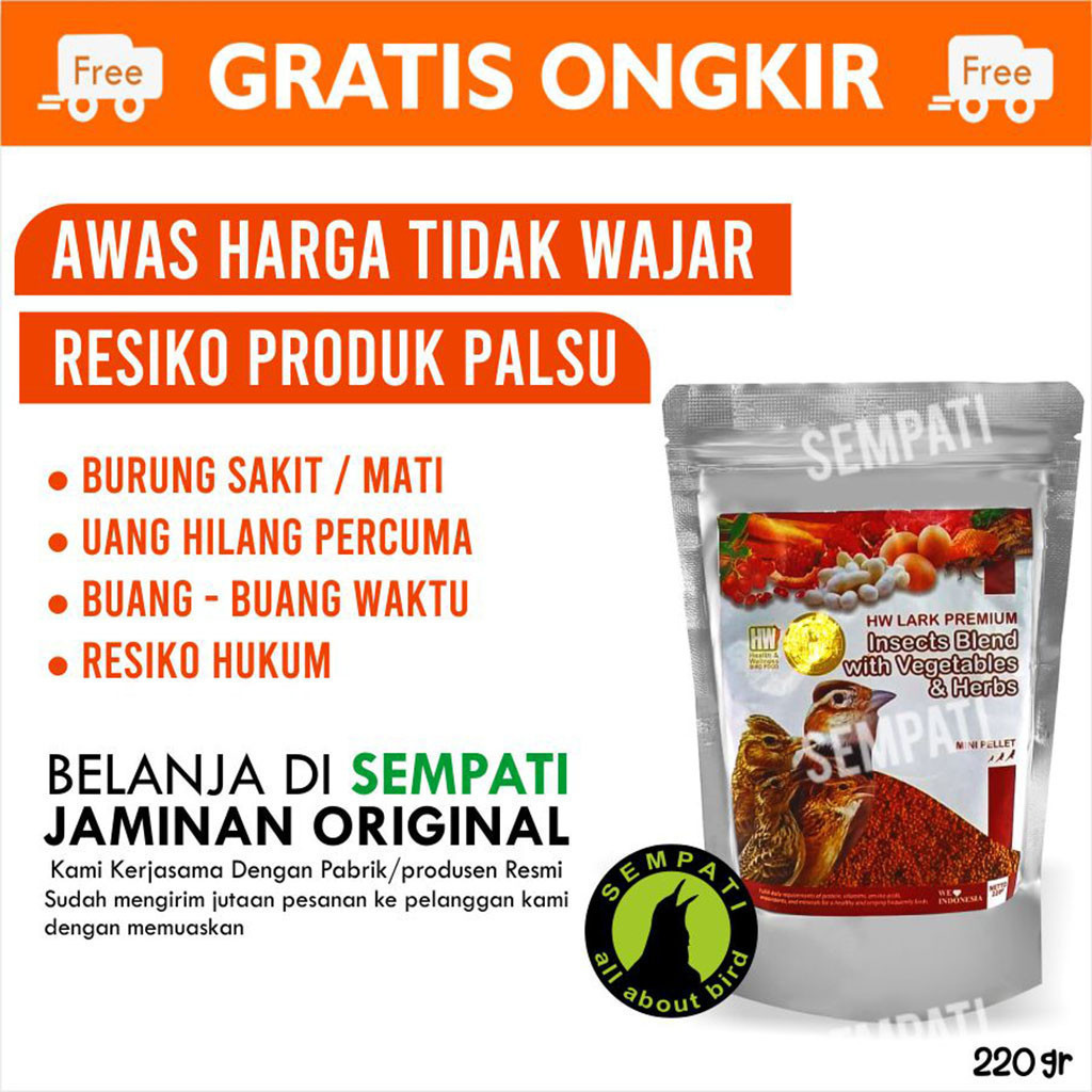 SEMPATI HW LARK PREMIUM PAKAN VOER PUR BURUNG BRANJANGAN INSECT BLEND WITH VEGETABLES PREMIUM HW