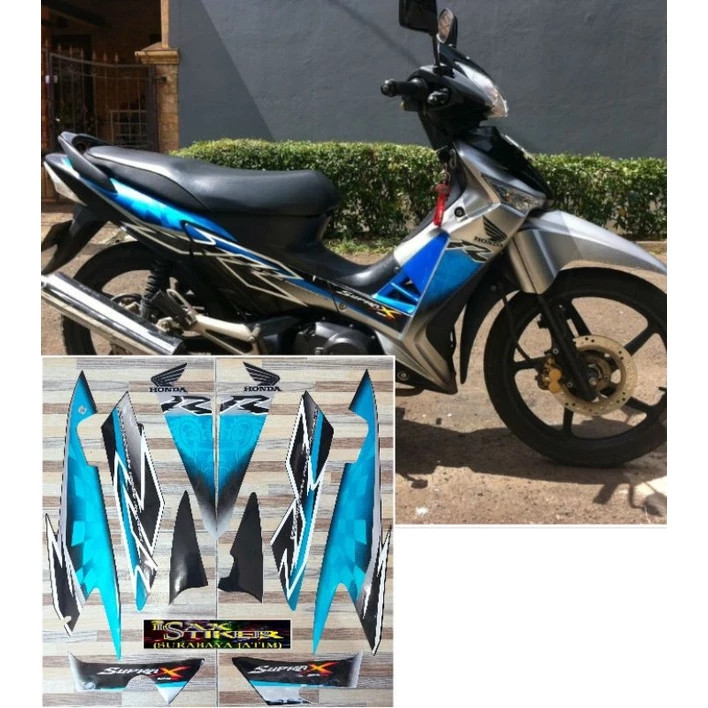 Stiker Striping Lis Body Motor Supra x 125 R 2009 Biru