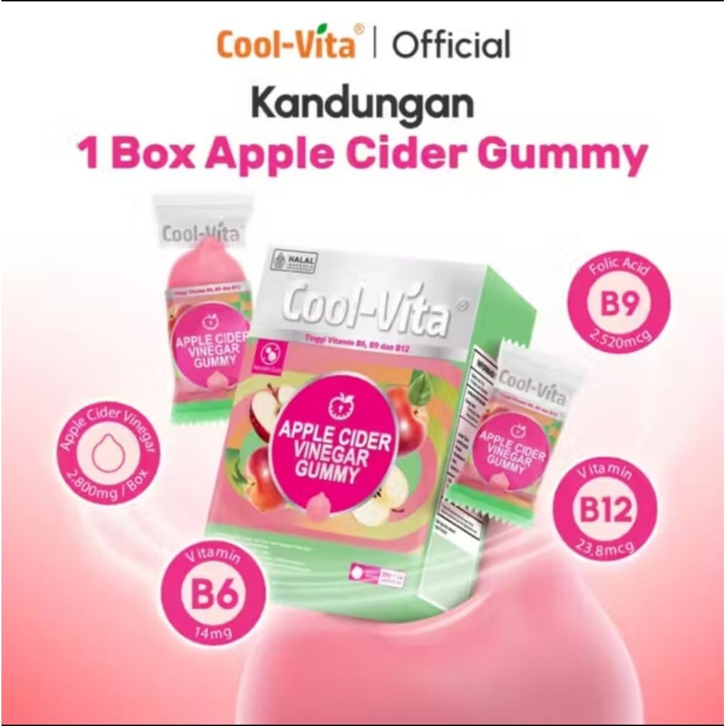 NJB - Coolvita Apple Cider Vinegar Gummy | Bantu Kontrol Nafsu Makan & Metabolisme - Gummy Cuka Apel