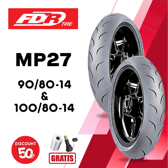 SEPASANG Ban Motor FDR SPORT MP27 90/80 & 100/80 RING 14 Tubeless