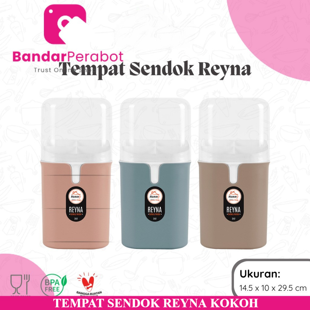 Tempat Sendok Reyna / Tempat Sendok Besar / Tempat Sendok Sekat 4 Tutup Transparan  Hommy