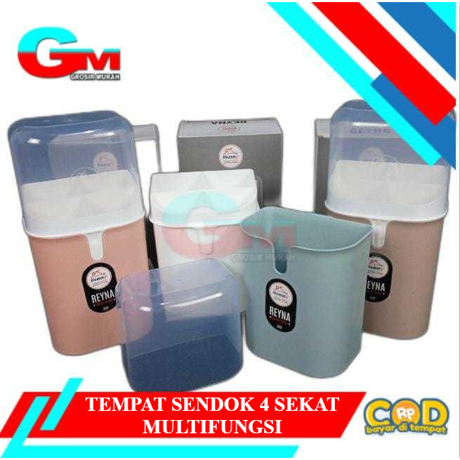 Tempat Sendok Hommy Reyna / Tempat Sendok Besar / Tempat Sendok Sekat 4 Tutup Transparan