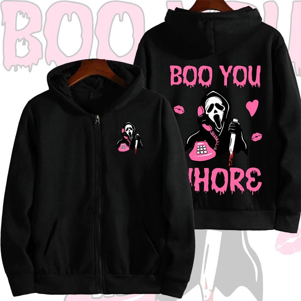 Ghostface Cartoon Anime Hoodie Zipper Anime Cartoon Oversize Pria Wanita – Jaket Couple Unisex | Swe