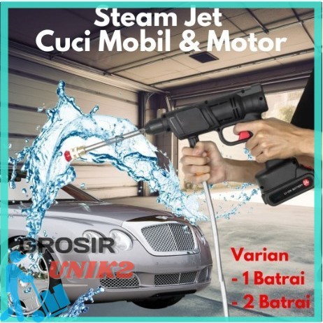 Mesin Alat Steam Jet Cuci Mobil & Motor / Portable Wireless 1 Baterai/ Alat Cuci Mobil Motor Jet Was